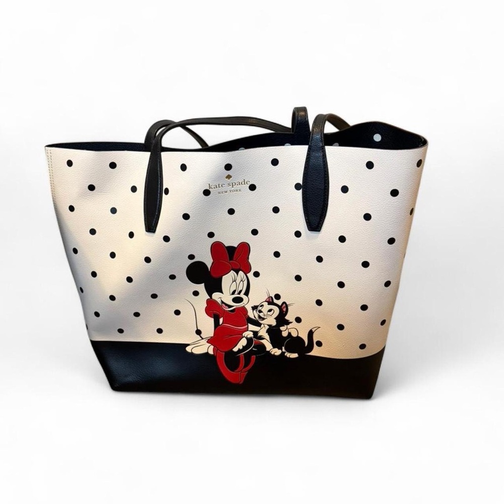 kate spade White and Black Polka Dot Minnie Mouse Tote